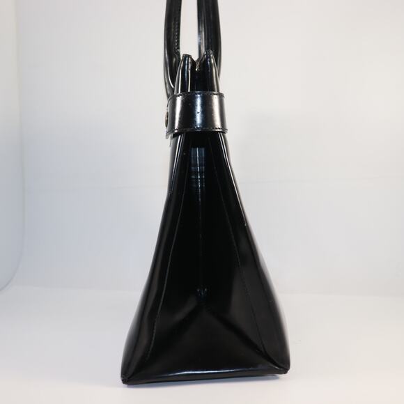 Vintage Gucci Black Patent Leather Structured Tote - Picture 3 of 11